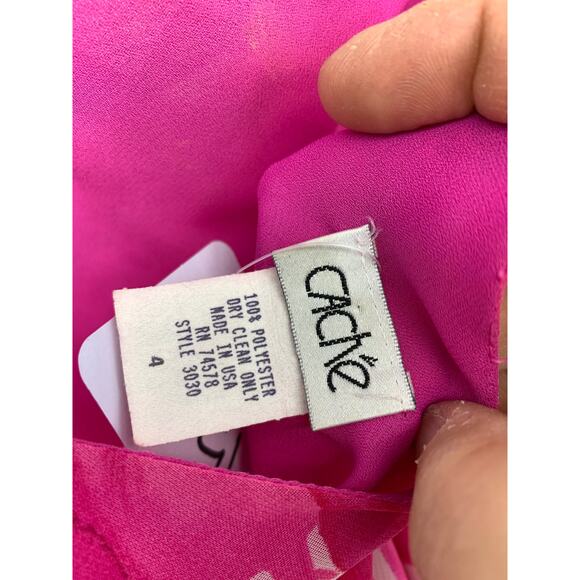 SOLD Vintage Y2K Cache Asymmetrical Romantic Floral Print Midi Dress Womens Sz 4 - Picture 4 of 5